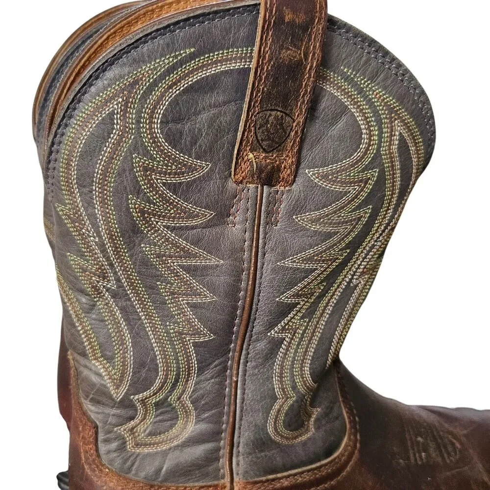 Ariat Brown Leather Round Toe Cowboy Boots 7.5D Style 10010297 Embroidered